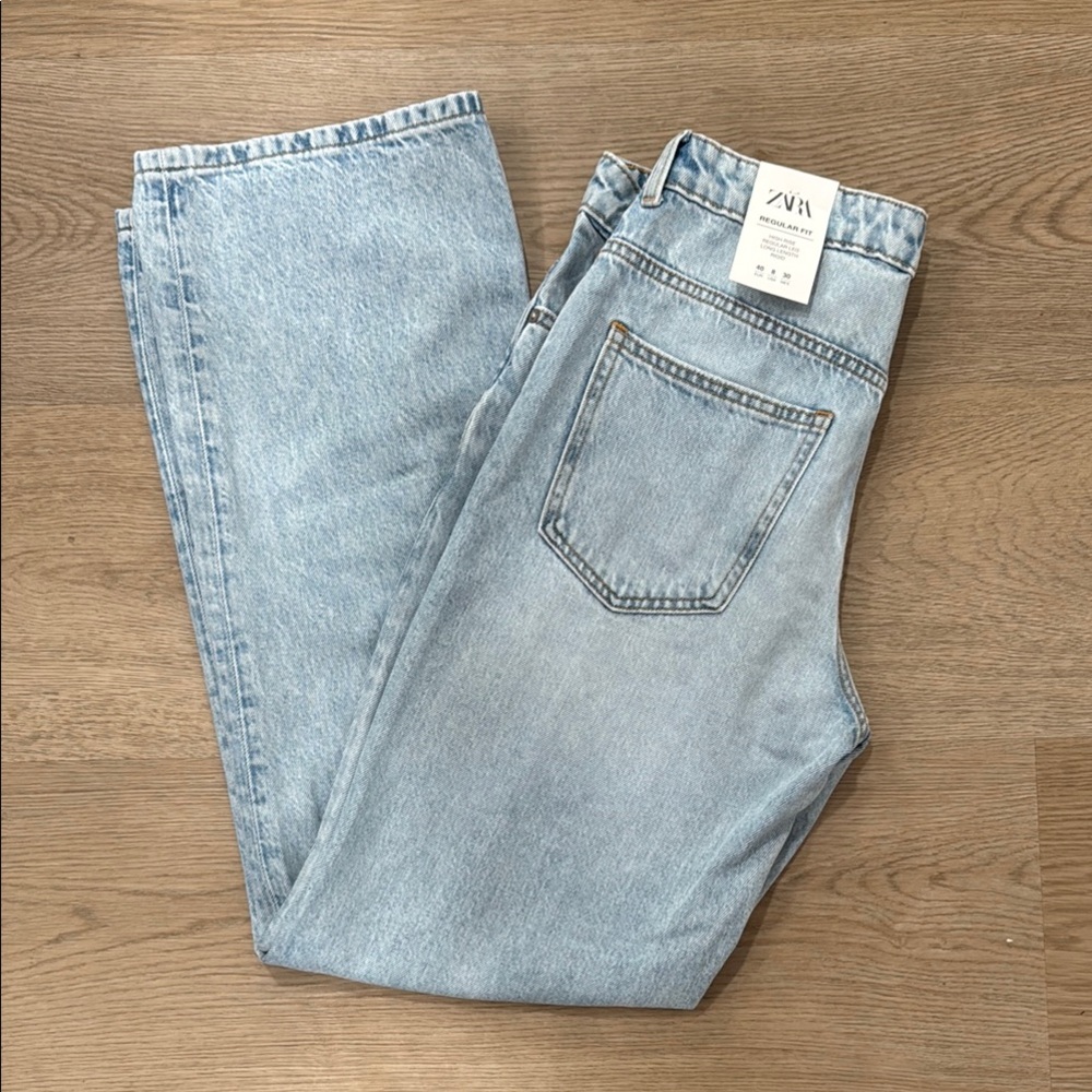 Zara Blue Straight Jeans Classic Style Long Length